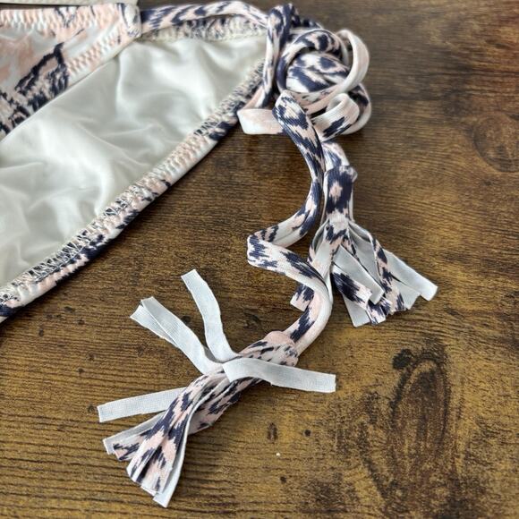 Eberjay Womens Bikini Bottom Small Blue Pink Ikat Rumba Eva Side Tie String New - Picture 4 of 9